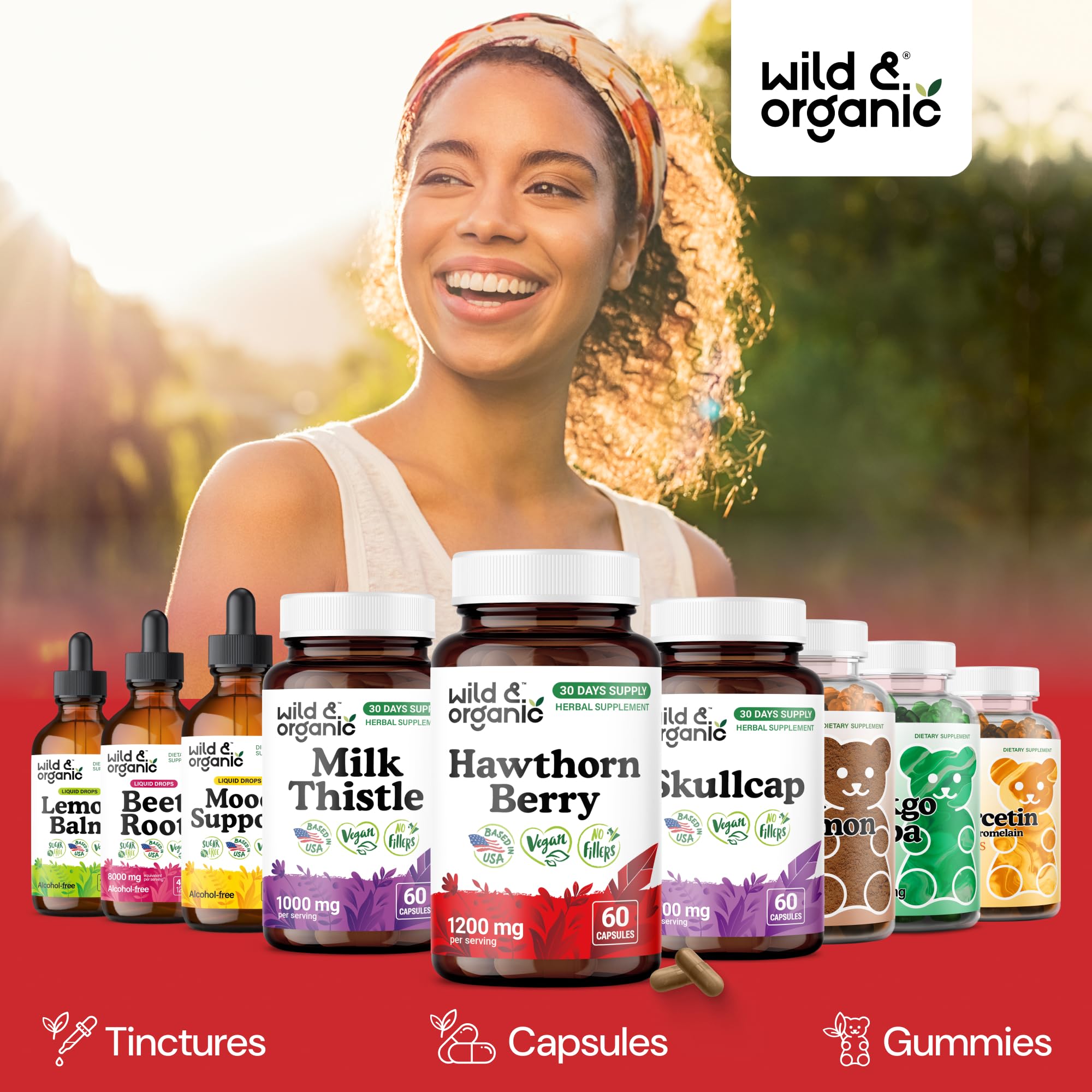 Wild & Organic Aubépine – Contenant de 60 capsules pour un mois d’utilisation.