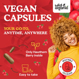 Wild & Organic Aubépine – Enrobage végétal indiquant une formule vegan.