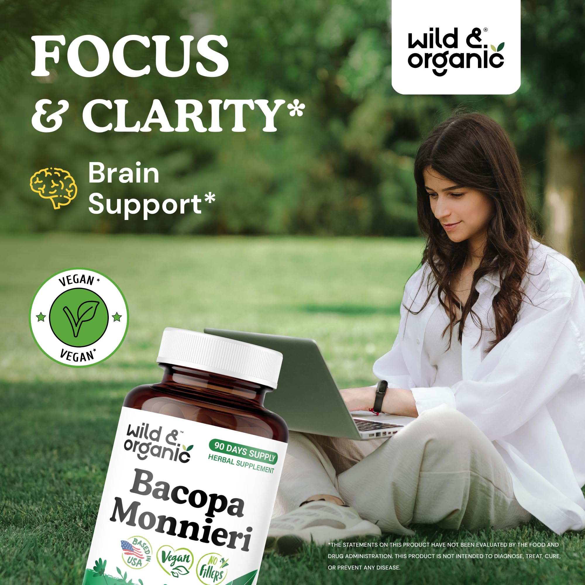 Wild & Organic Bacopa Gelules - capsule proche pour concentration naturelle