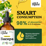 Bouteille ambrée Wild & Organic Bacopa Gouttes pour une présentation premium