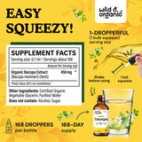 Étiquette Wild & Organic Bacopa Gouttes indiquant les ingrédients véganes