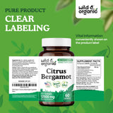 Vue rapprochée des gélules Wild & Organic Bergamote, antioxydants potentiels.