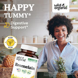 Wild & Organic bromélaïne capsules bouteille avec flacon pratique.