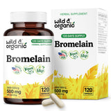 Wild & Organic bromélaïne emballage clair et naturel, présentation adaptée.