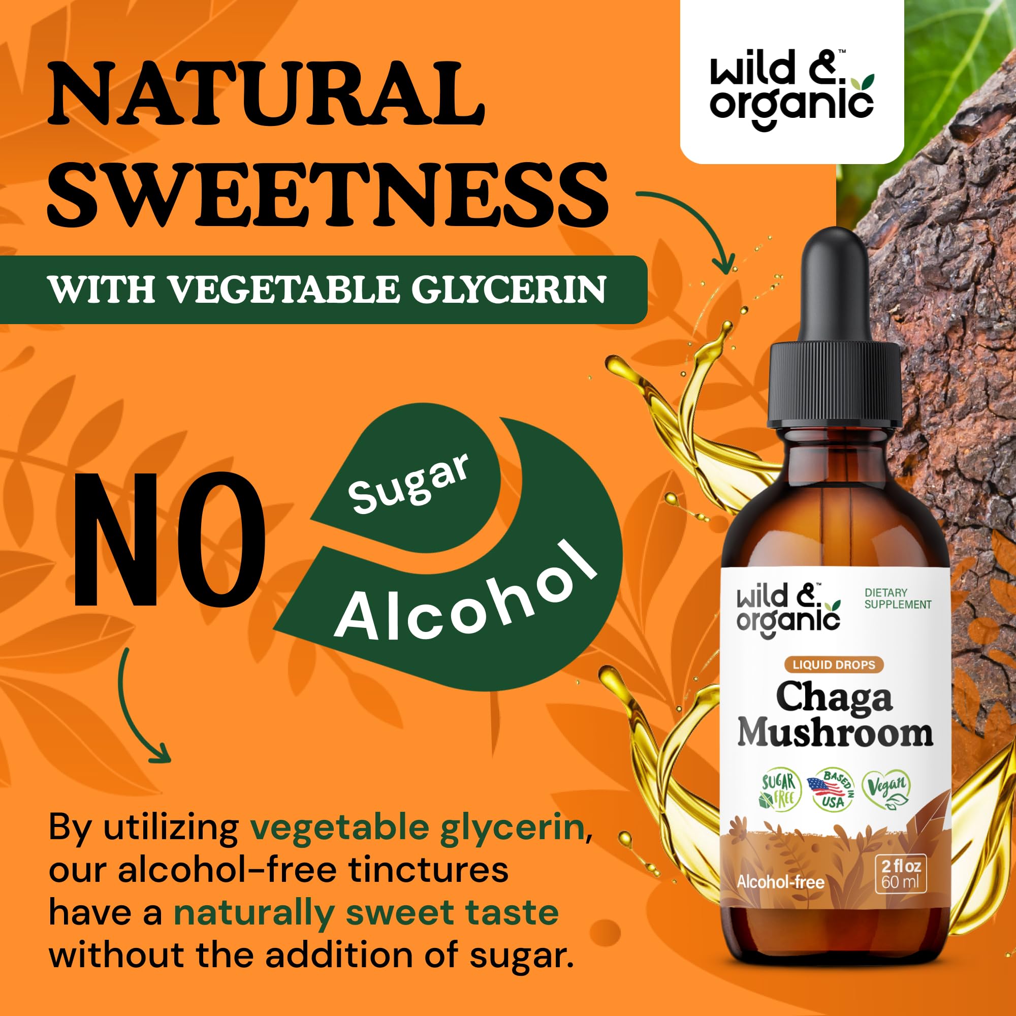 Bouteille compacte Wild & Organic chaga pour le voyage.