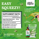 Wild & Organic actée noire gouttes — étiquette claire du produit