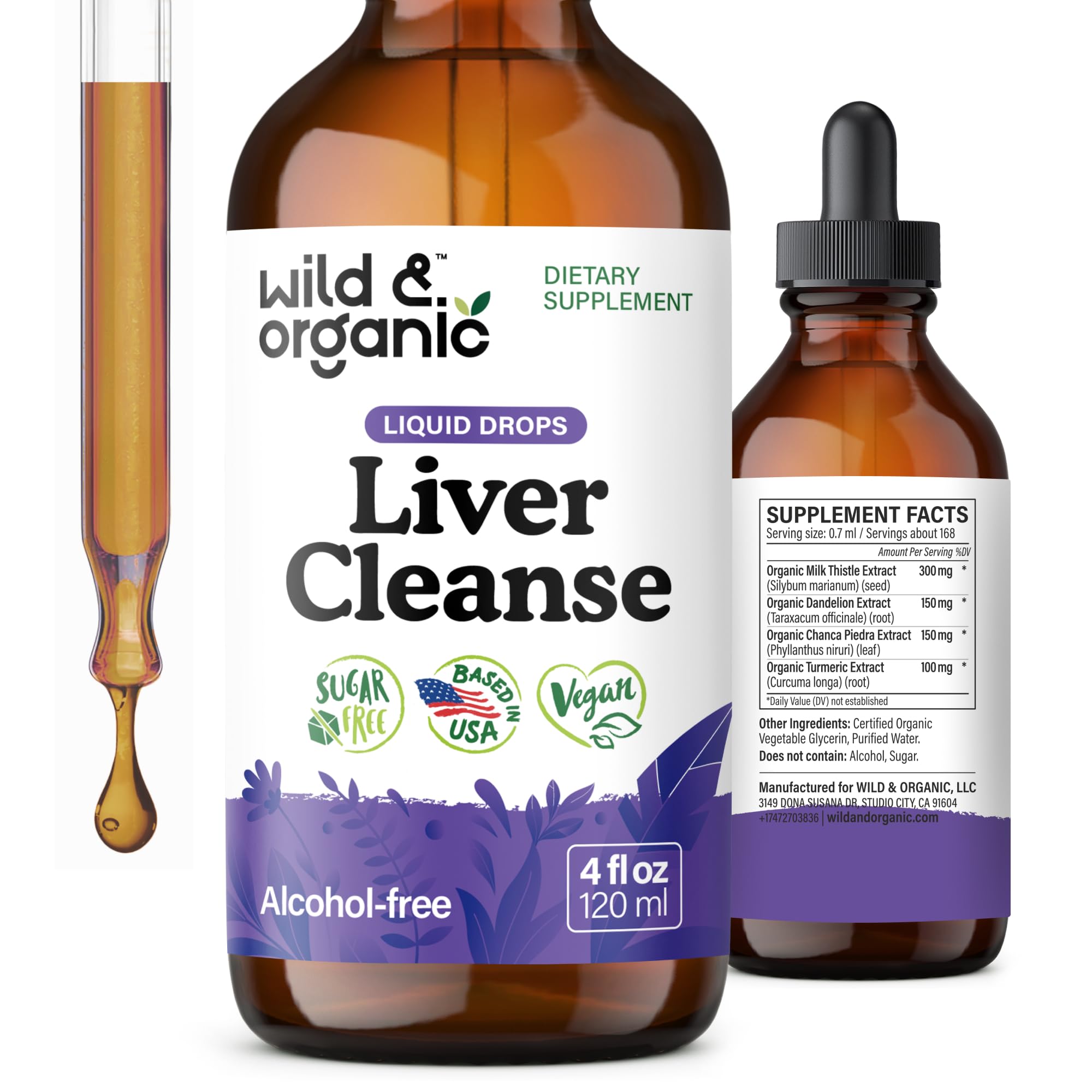 Wild & Organic Détox Foie – gouttes en bouteille faciles à utiliser.