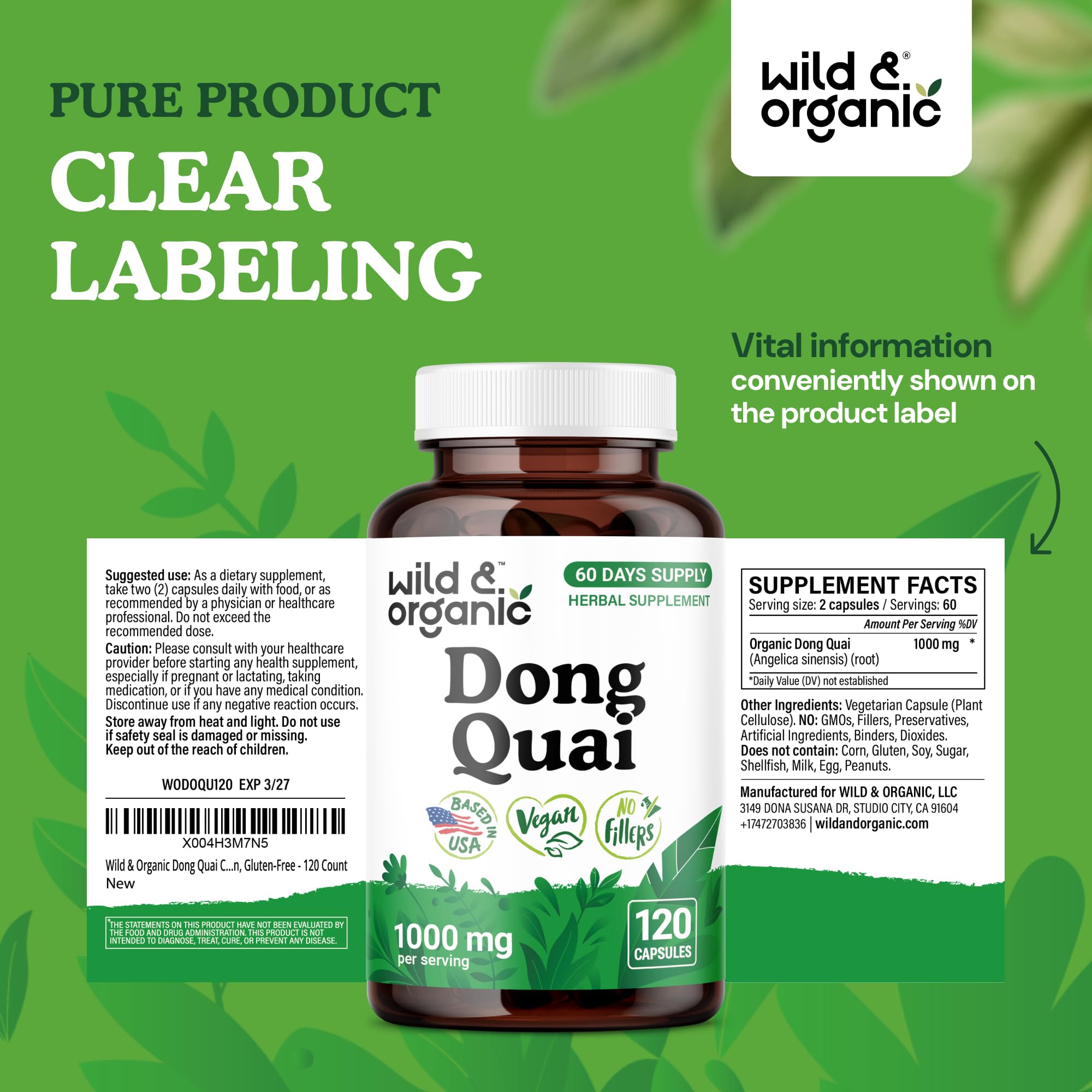 Wild & Organic dong quai: routine simple et naturelle.
