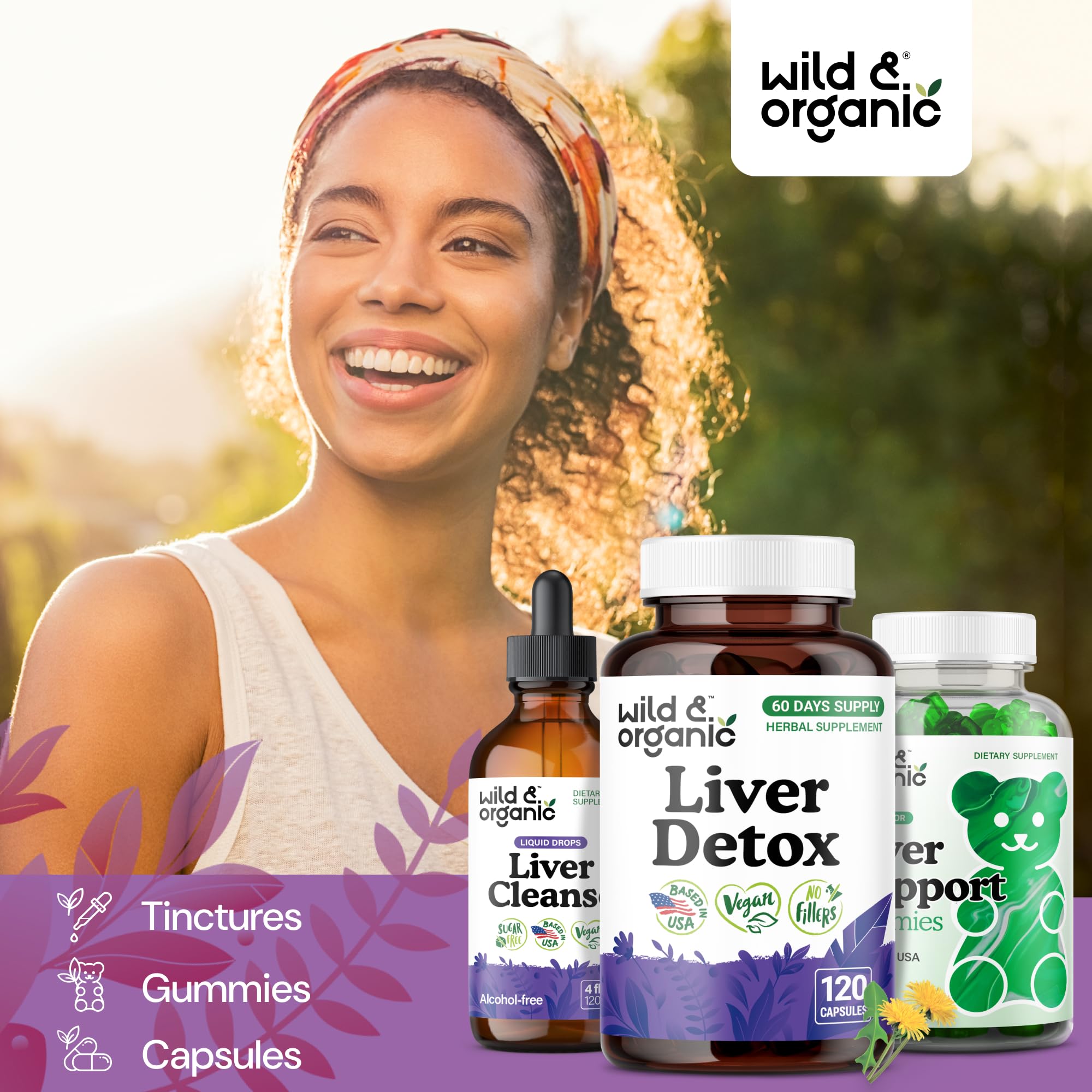 Emballage Wild & Organic: flacon de 120 capsules pour 60 jours.