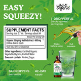 Wild & Organic emballage montrant l'étiquette et le produit.