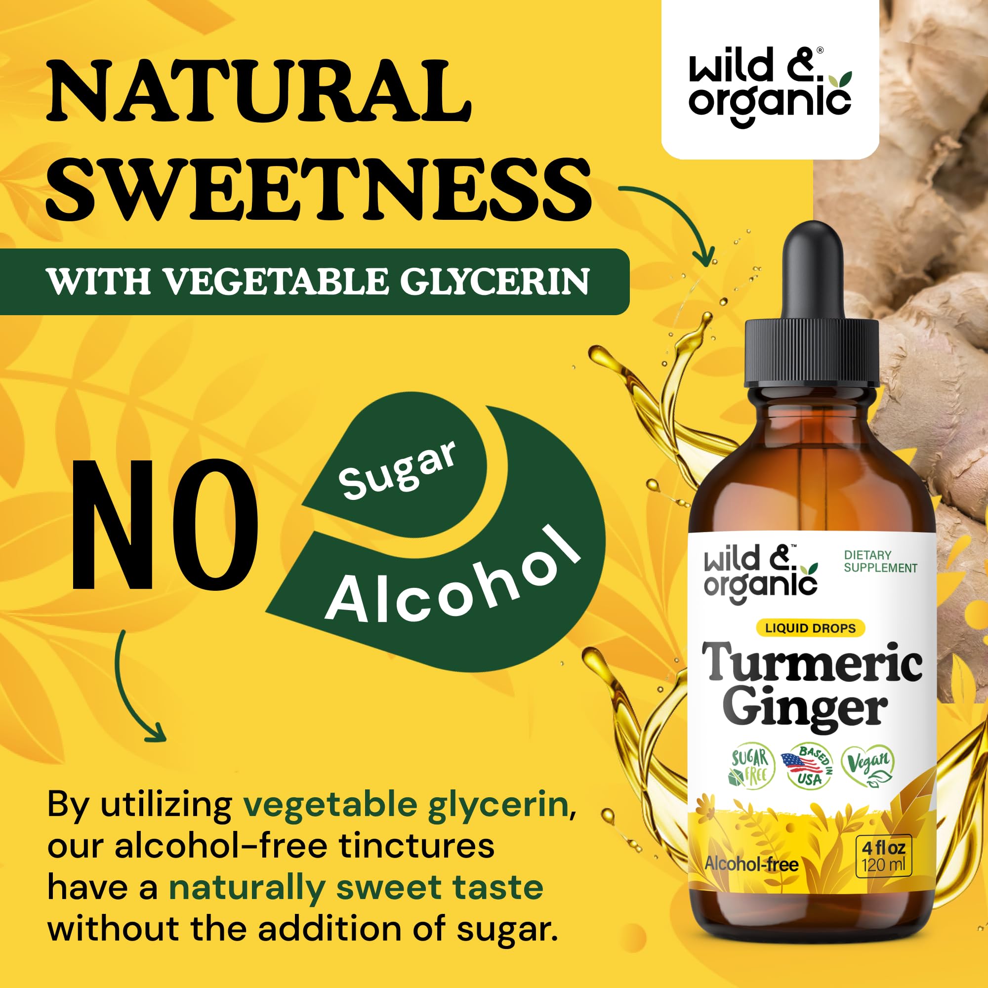Wild & Organic Emballage Curcuma Gingembre : emballage écoresponsable et lisible.