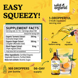 Wild & Organic Curcuma Gingembre : étiquette claire montrant le mélange naturel.