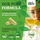 Etiquette vegan Wild & Organic indiquant formule végétale