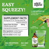 Wild & Organic Extrait thé vert: étiquette minimaliste sur le packaging
