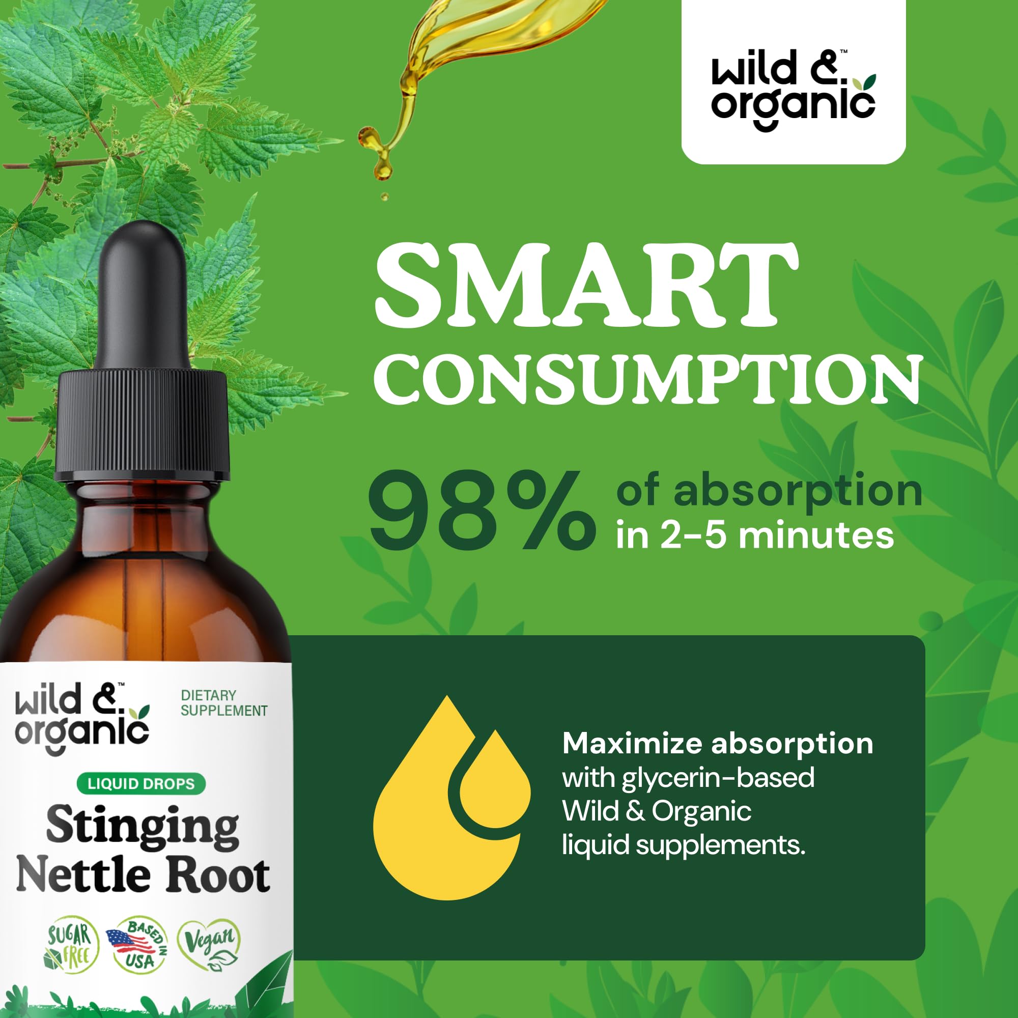 Feuilles d'ortie séchées utilisées dans la formule Wild & Organic.