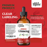 Wild & Organic ginseng rouge emballage en verre, stockage simple et durable.