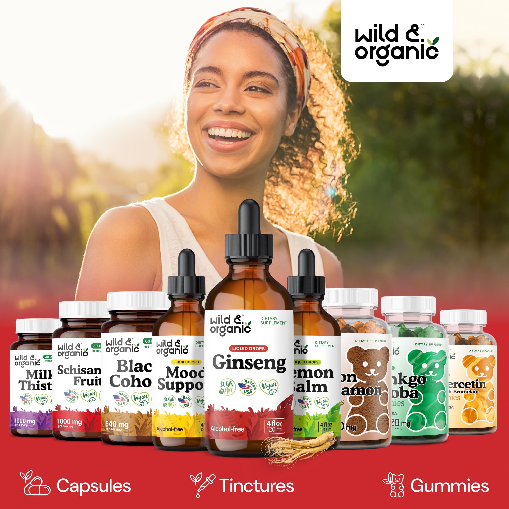 Wild & Organic ginseng rouge sans sucre ajouté, douceur naturelle et équilibre possible.