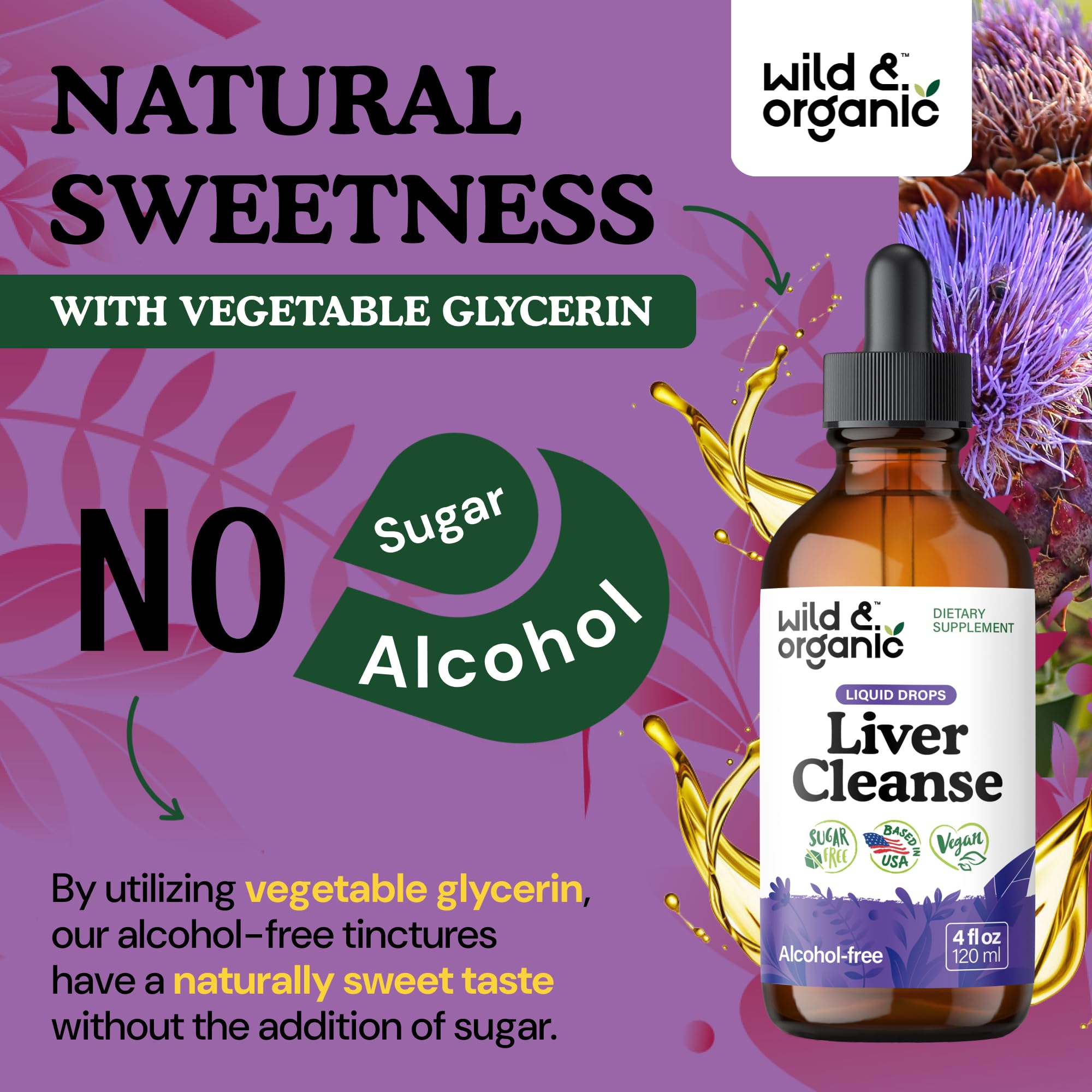 Glycérine végétale Wild & Organic – douceur naturelle sans sucre ajouté.