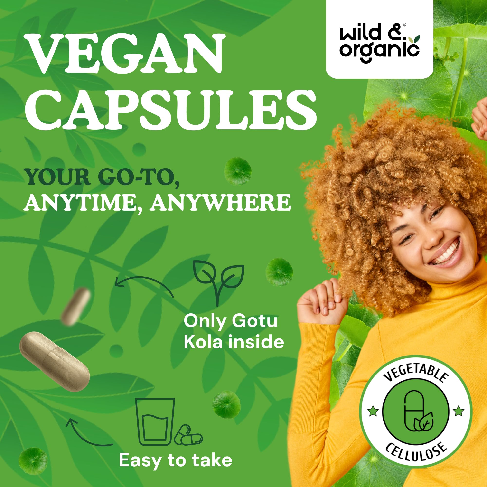 Wild & Organic Gotu Kola — emballage soigné prêt à l'achat.