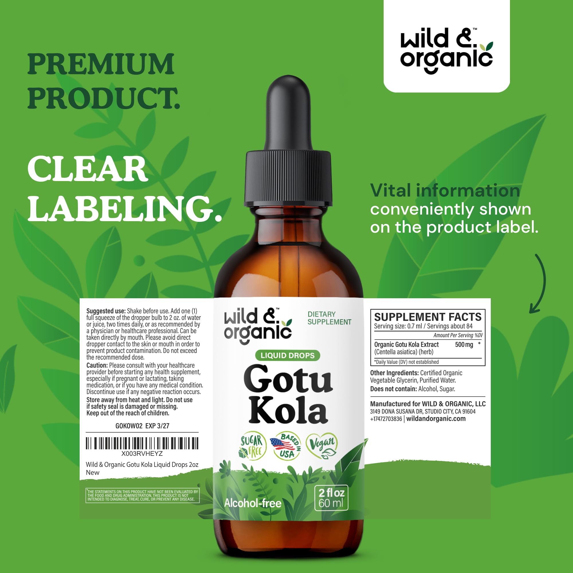 Wild & Organic Gotu Kola rituel bien-être, douceur naturelle et confort