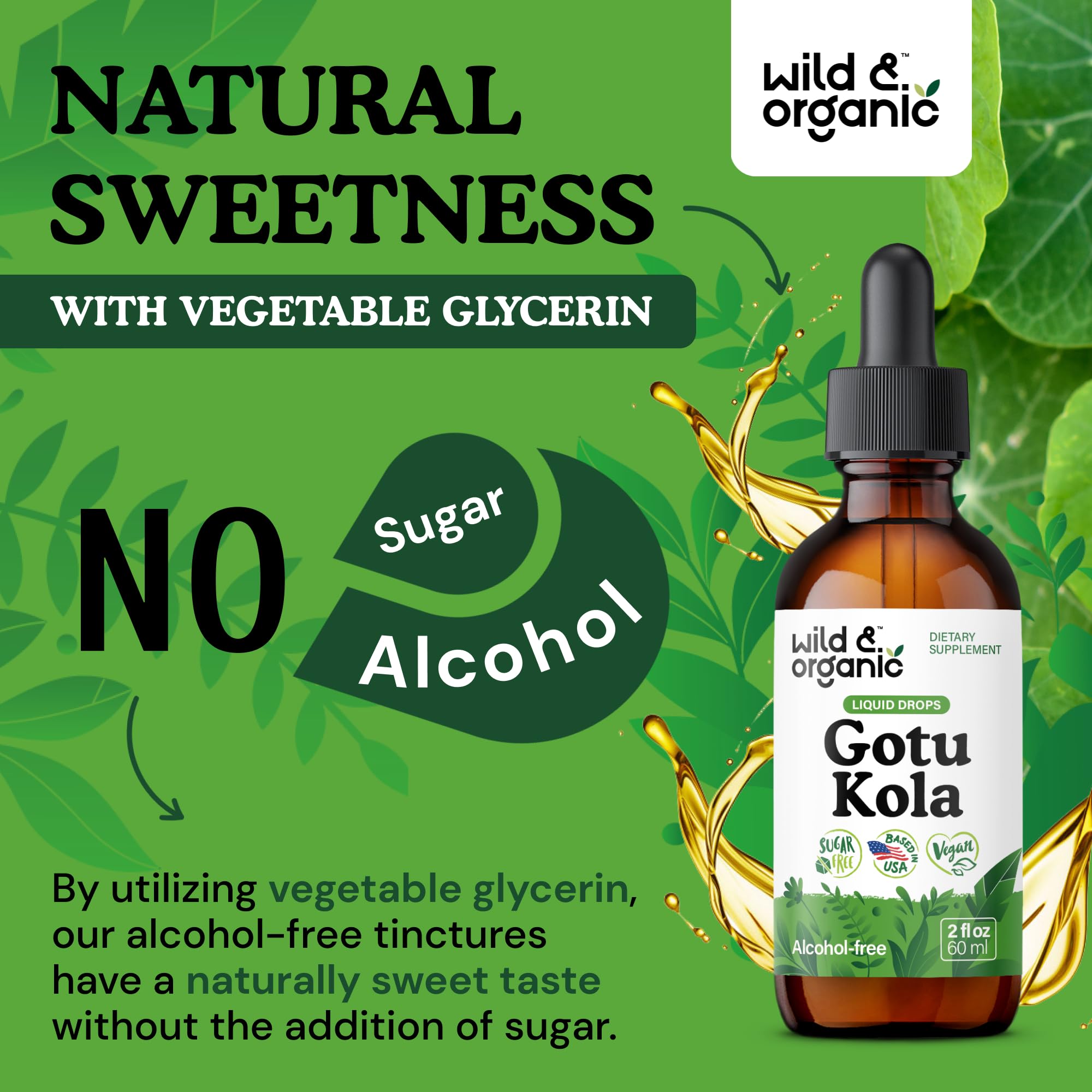 Wild & Organic Gotu Kola sur étagère, présentation élégante et accessible