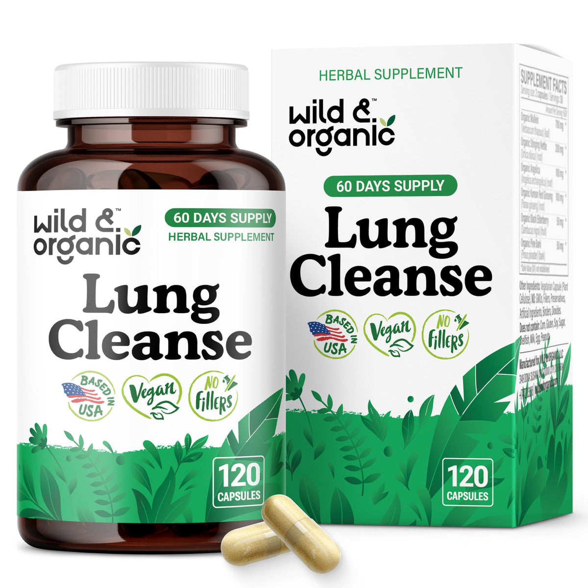 Wild & Organic Lung Cleanse: bouteille visible pour soutien pulmonaire quotidien.