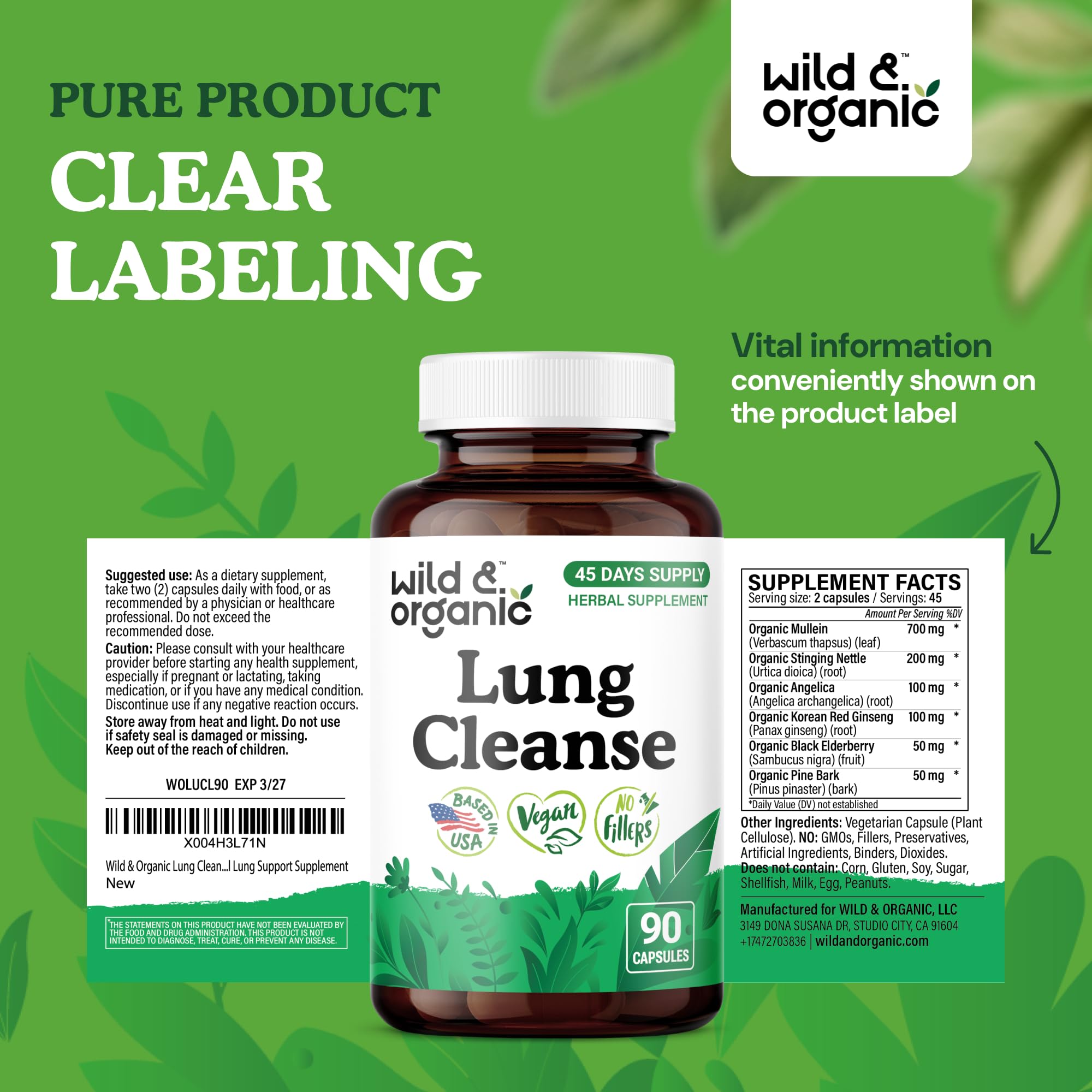 Capsules faciles à avaler dans Wild & Organic pour une routine quotidienne