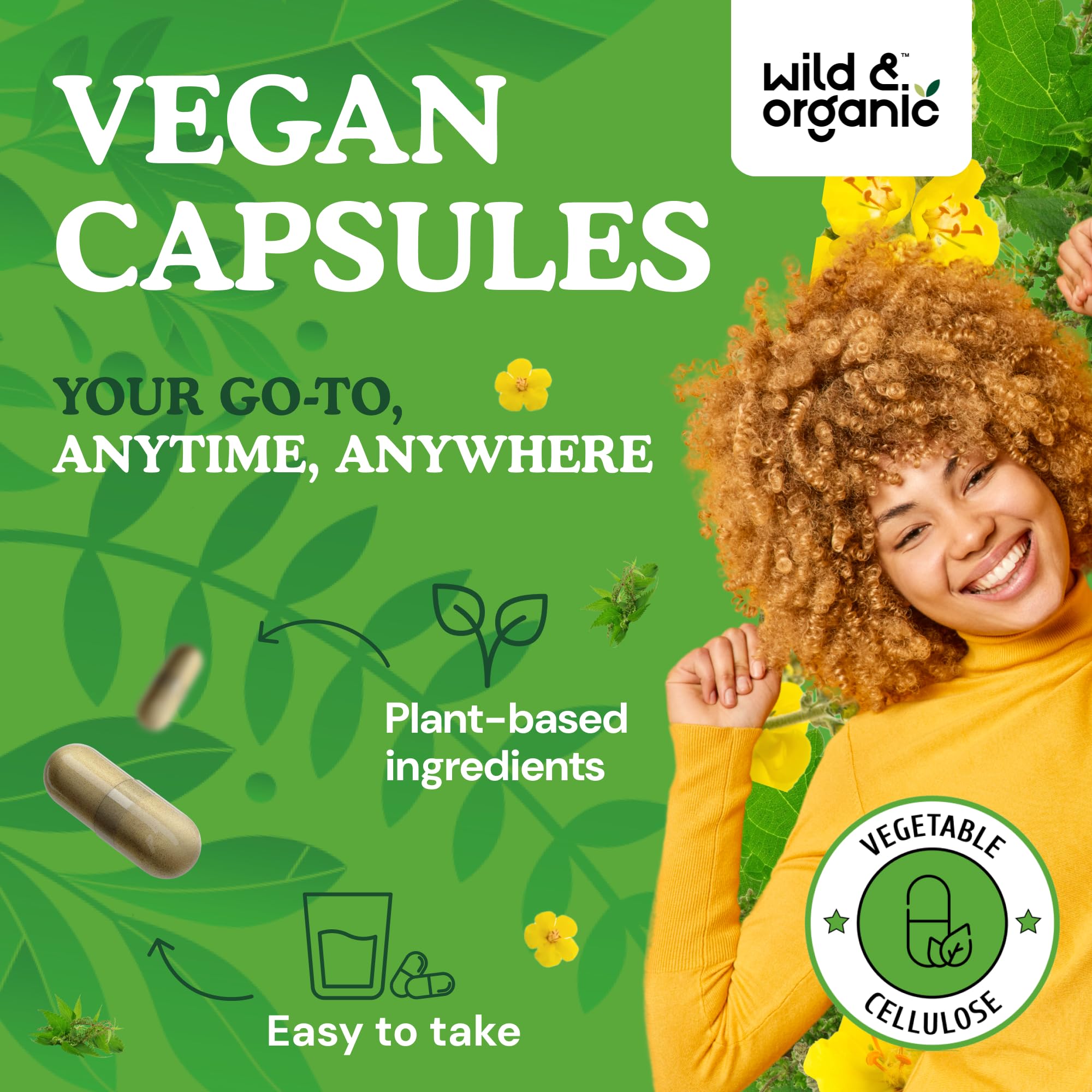 Wild & Organic Lung Cleanse: logo vegan et sans OGM pour transparence.
