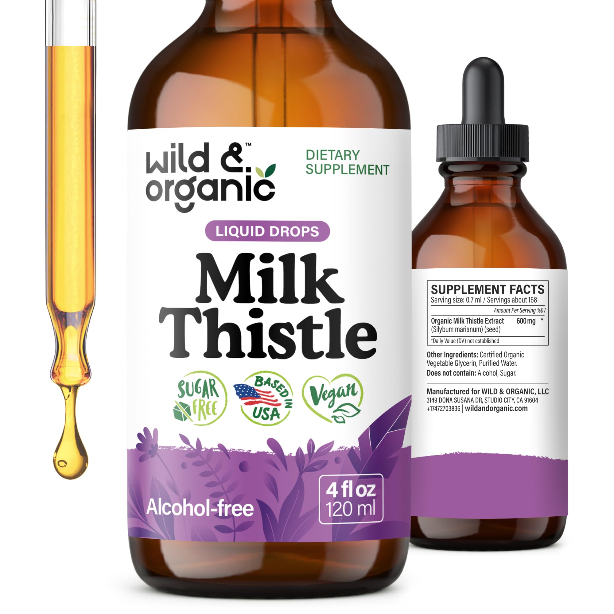Wild & Organic Milk Thistle, flacon visible, peut soutenir une routine bien-être