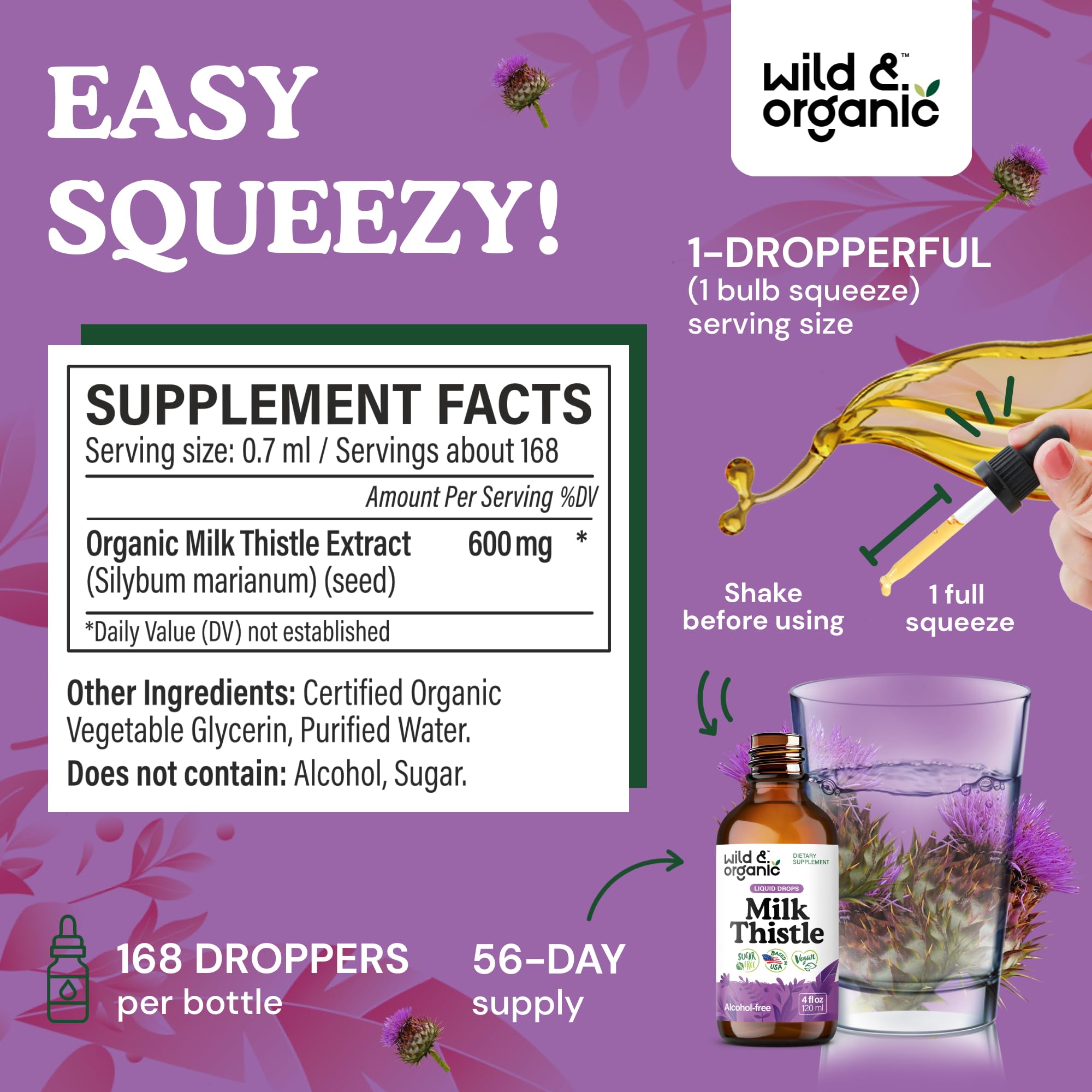 Gouttes Wild & Organic Milk Thistle goût naturellement sucré