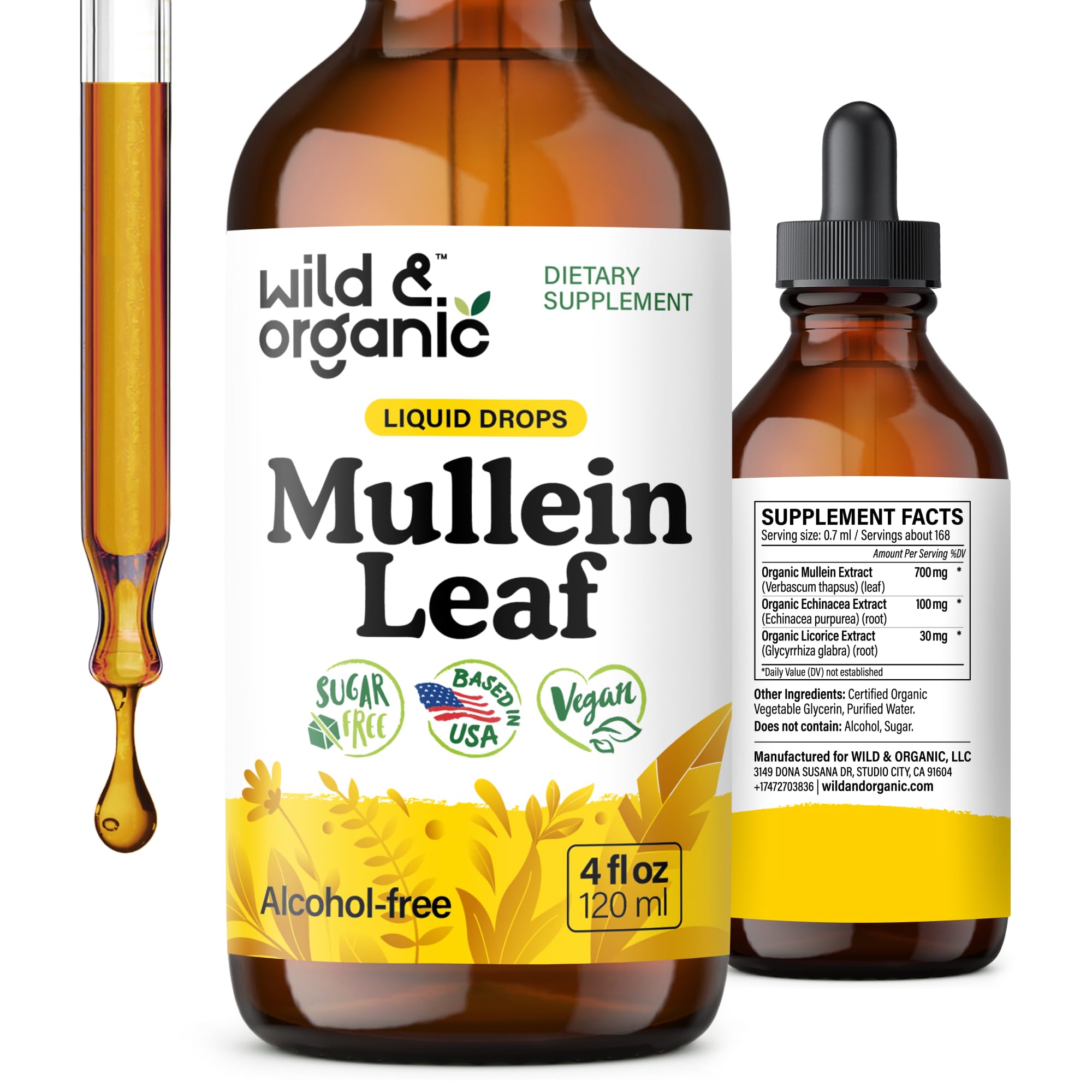 Wild & Organic Molène gouttes bouteille 118 ml, format pratique au quotidien.