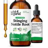 Wild & Organic gouttes d'ortie-racine dans la bouteille, soutien potentiel du confort urinaire.