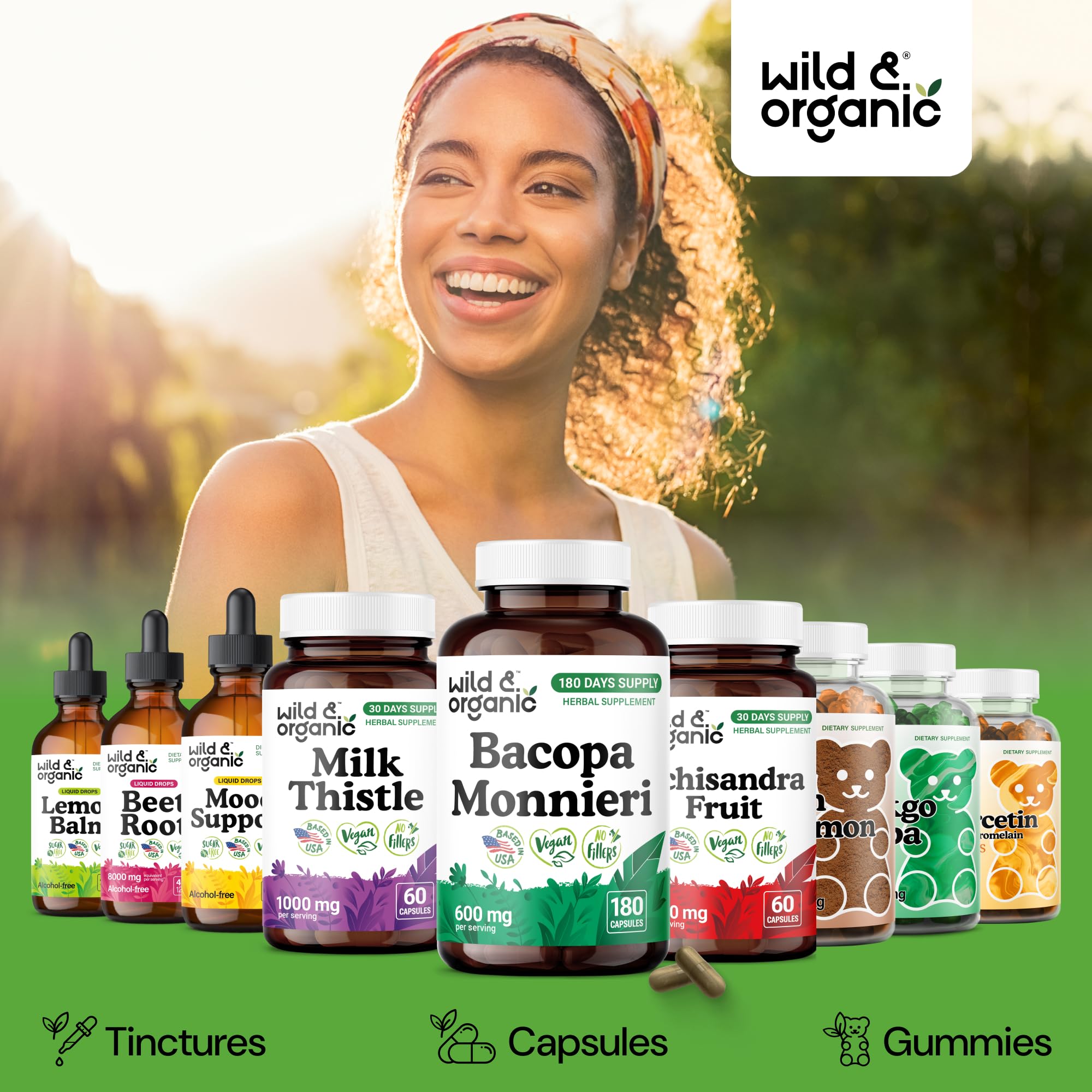 Wild & Organic emballage bacopa monnieri – emballage clair et informationnelle
