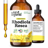 Wild & Organic Rhodiola Rosea Teinture, bouteille 4oz, soutien détente naturel
