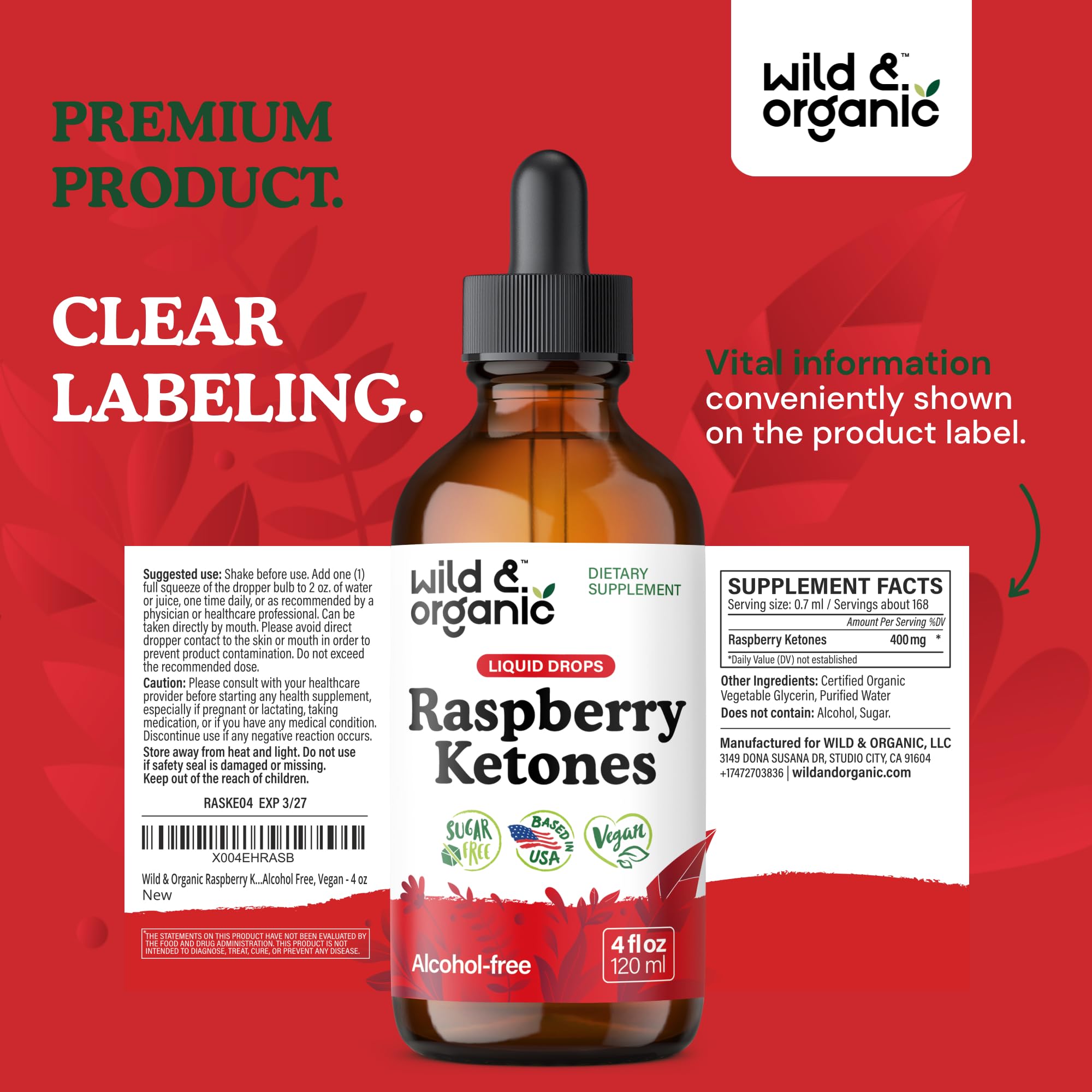 Ingrédients vegan et sans OGM, choix responsable avec framboise.