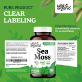 Wild & Organic Sea Moss Capsules plante irlandaise, source naturelle et durable.