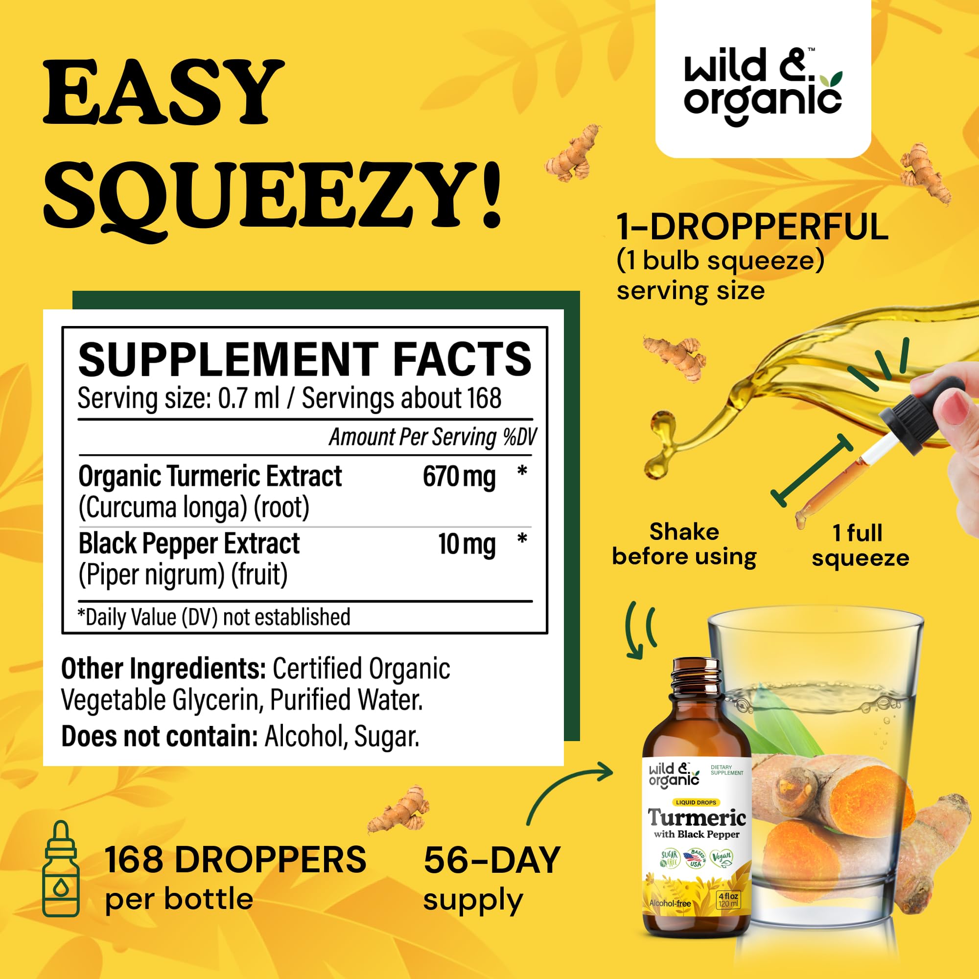 Wild & Organic teinture-curcuma-gouttes-mesure: mesures faciles pour une routine régulière.