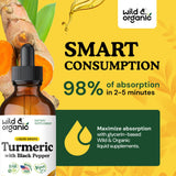 Wild & Organic teinture-curcuma-poivre-noir-ingredients: association naturelle pour une saveur équilibrée.