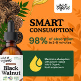 Wild & Organic teinture noix-noire verre clair – présentation simple et accessibilité.