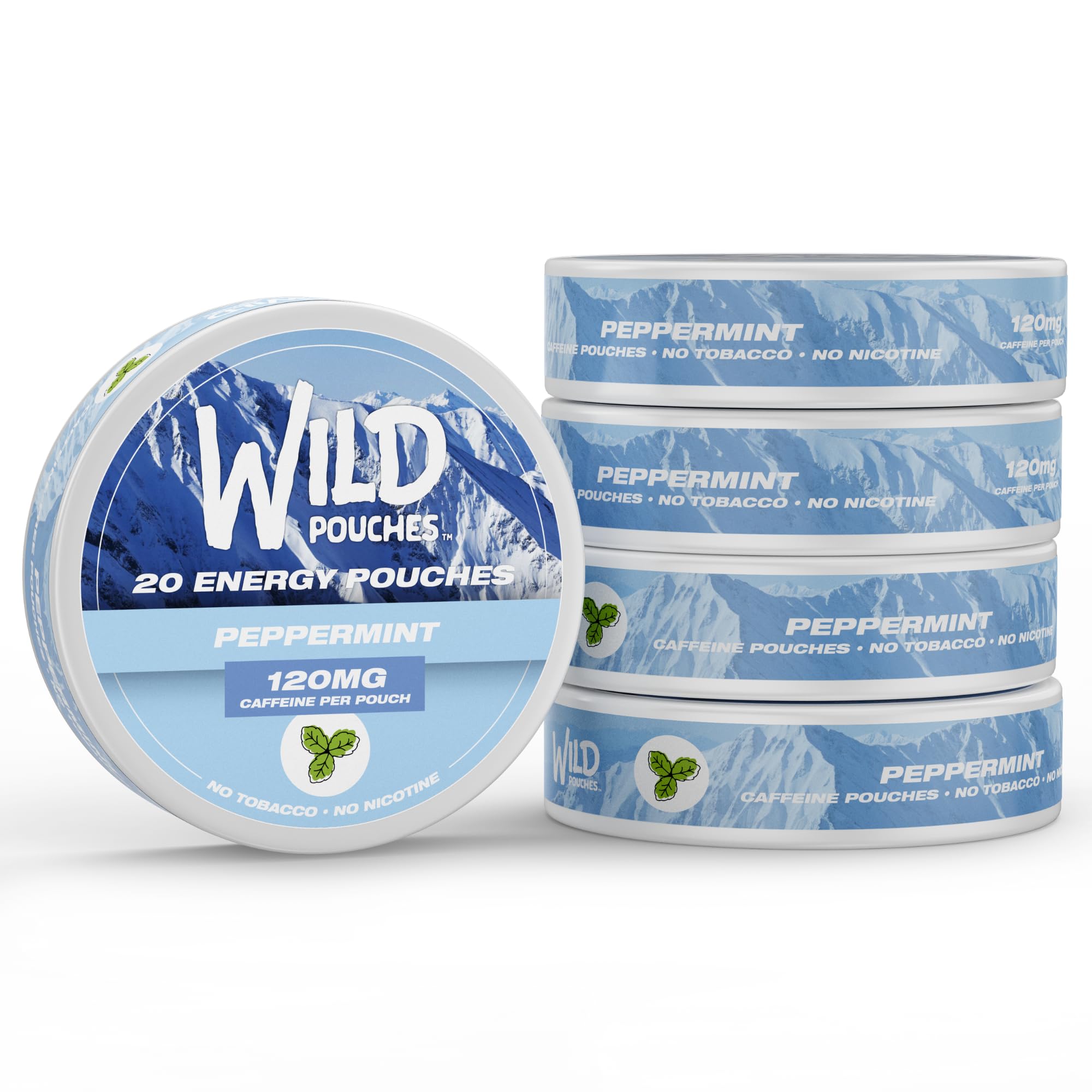 Wild Pouches pochette caféine menthe pour énergie rapide en déplacement.