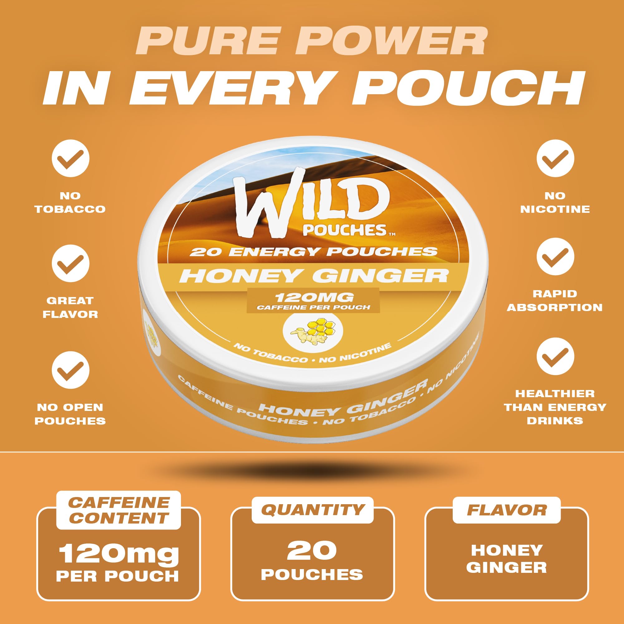 Wild Pouches Caféine 120 mg – sachets individuels pour concentration