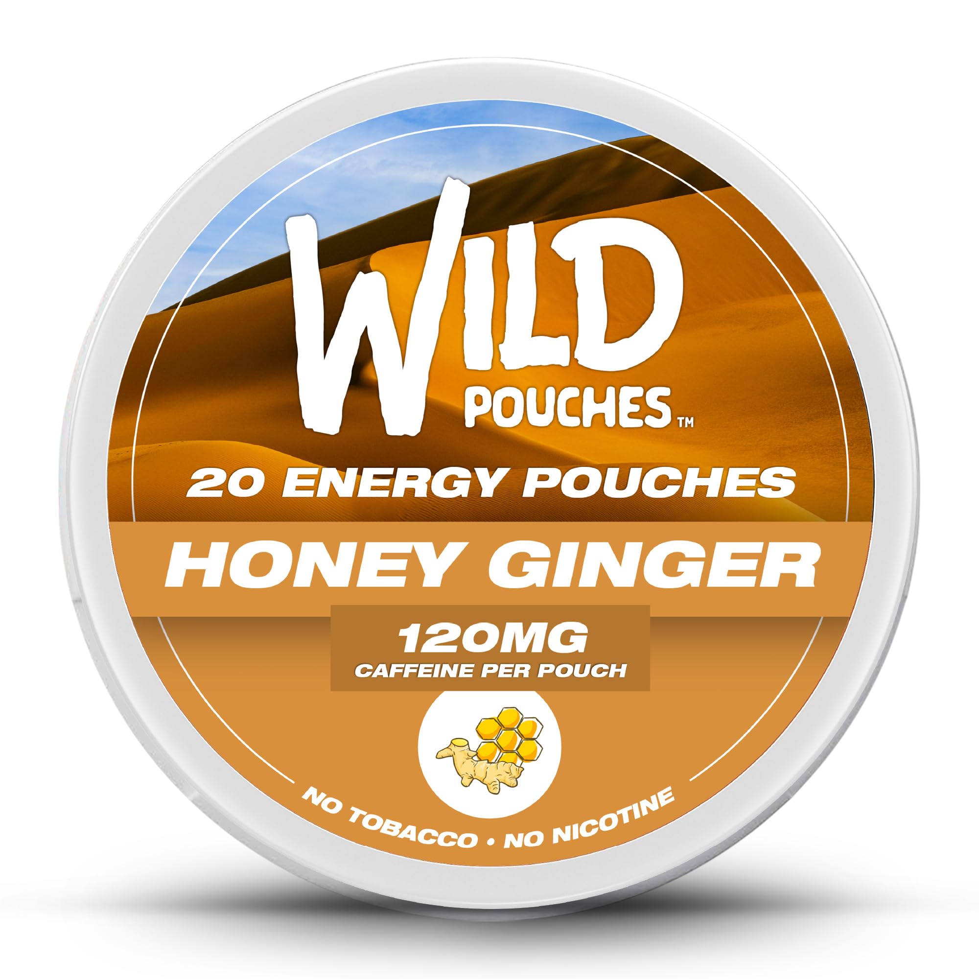 Wild Pouches - Poche caféine 120 mg miel gingembre, énergie rapide pour démarrer la journée.