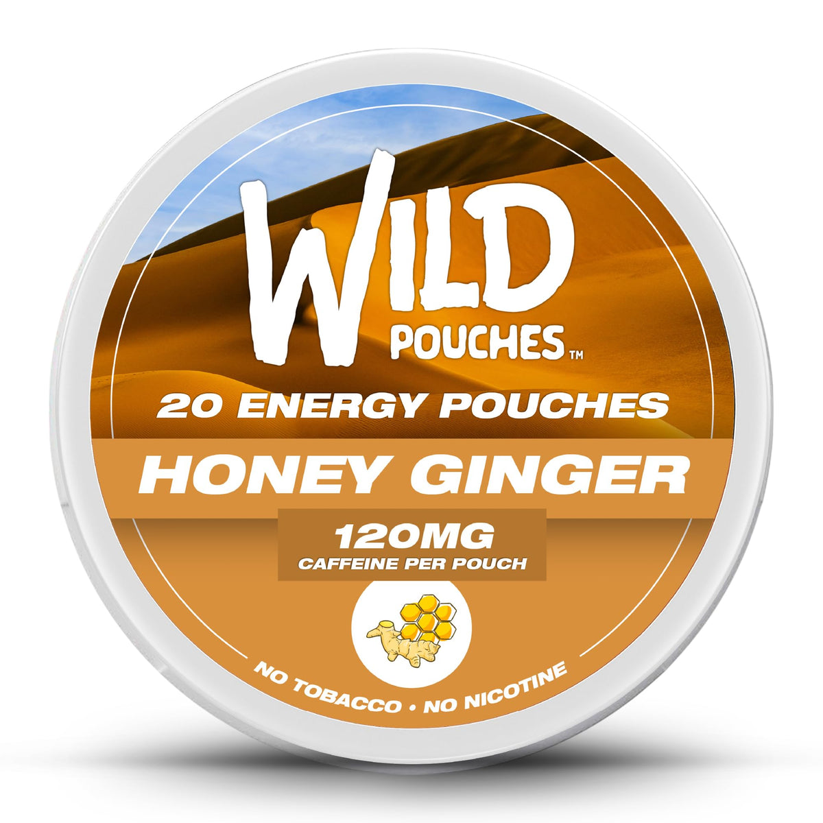 Wild Pouches - Poche caféine 120 mg miel gingembre, énergie rapide pour démarrer la journée.