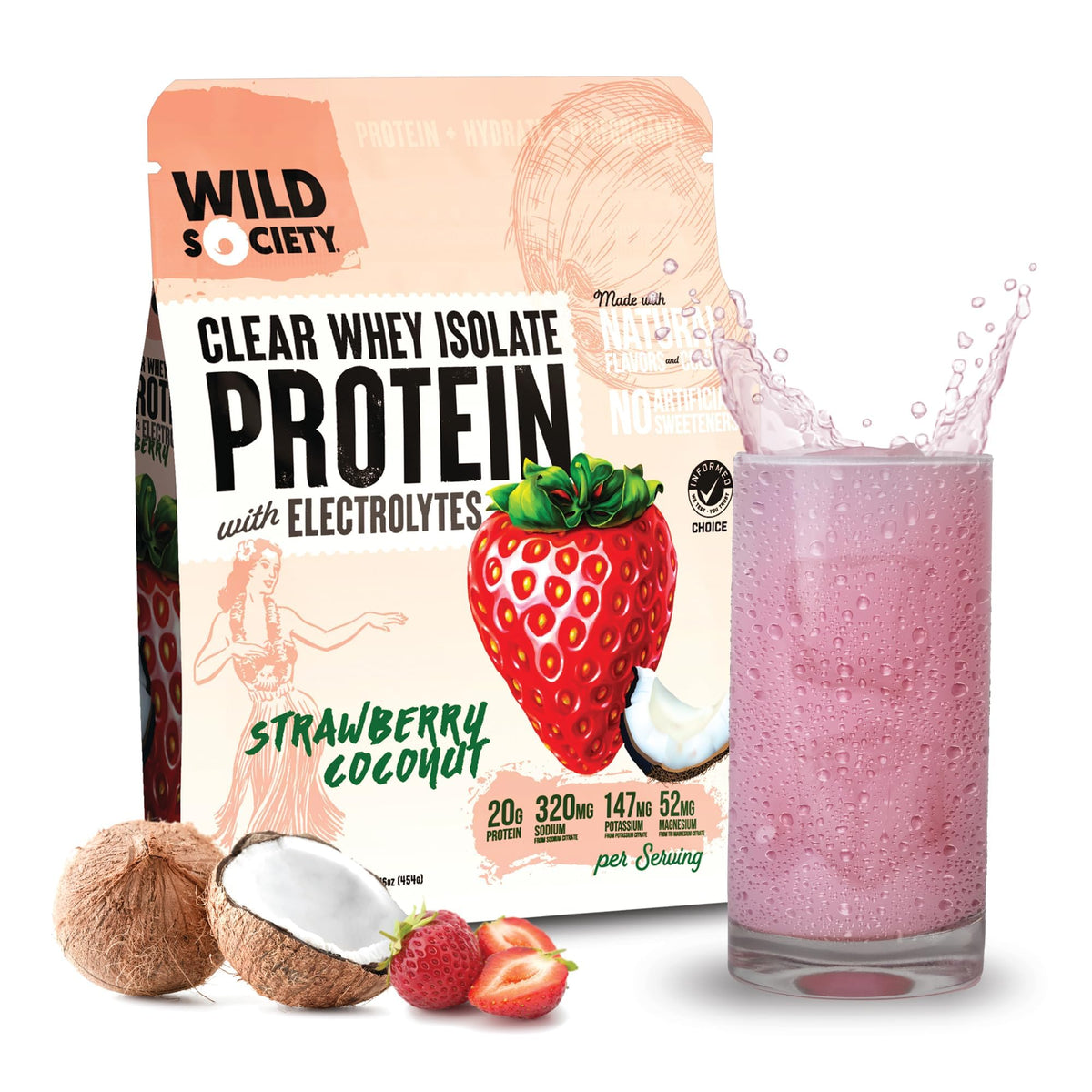 WILD SOCIETY Clear Whey – bouteille protéinée légère favorisant récupération après l’effort.