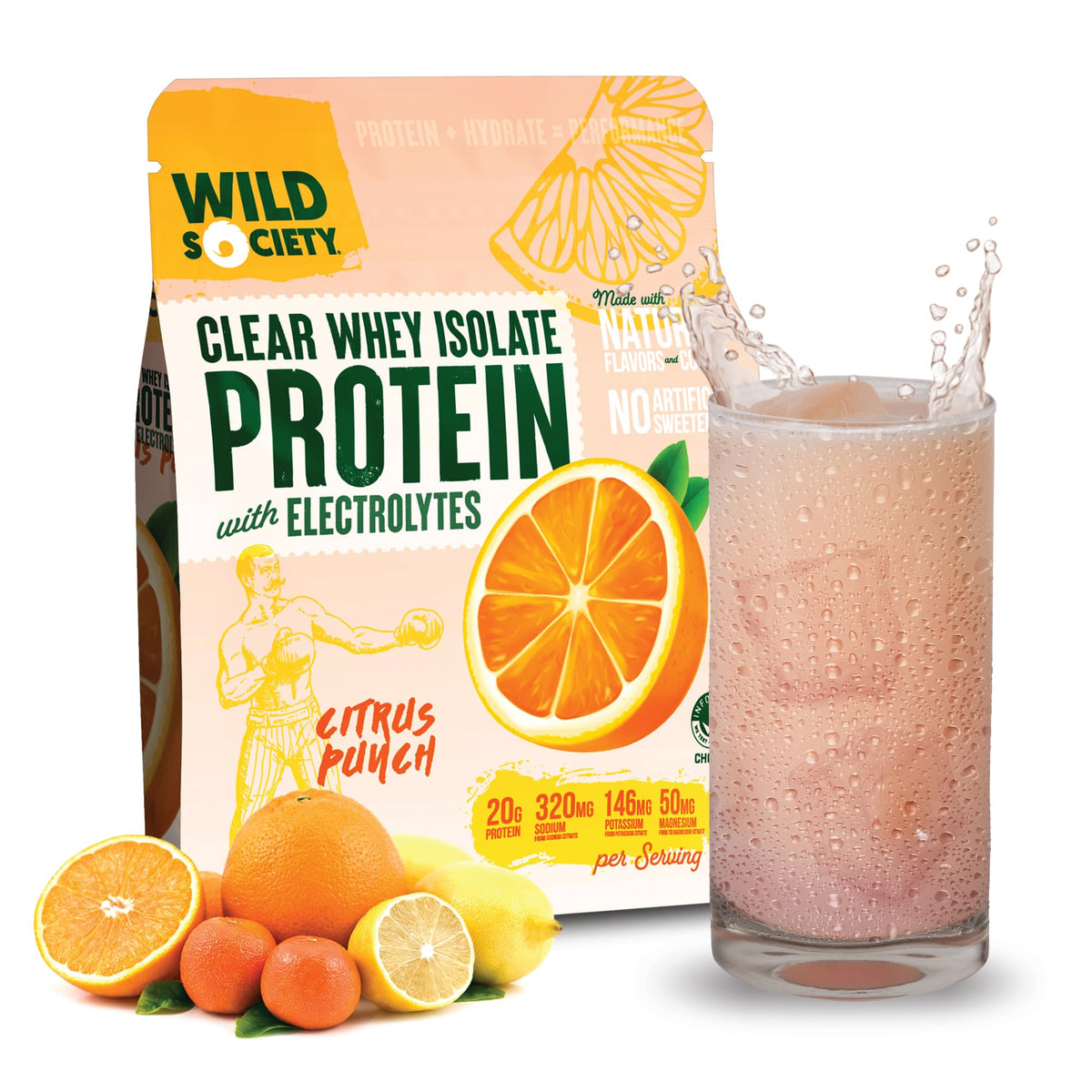 WILD SOCIETY protéine claire isolat en boisson pour récupération musculaire et hydratation.