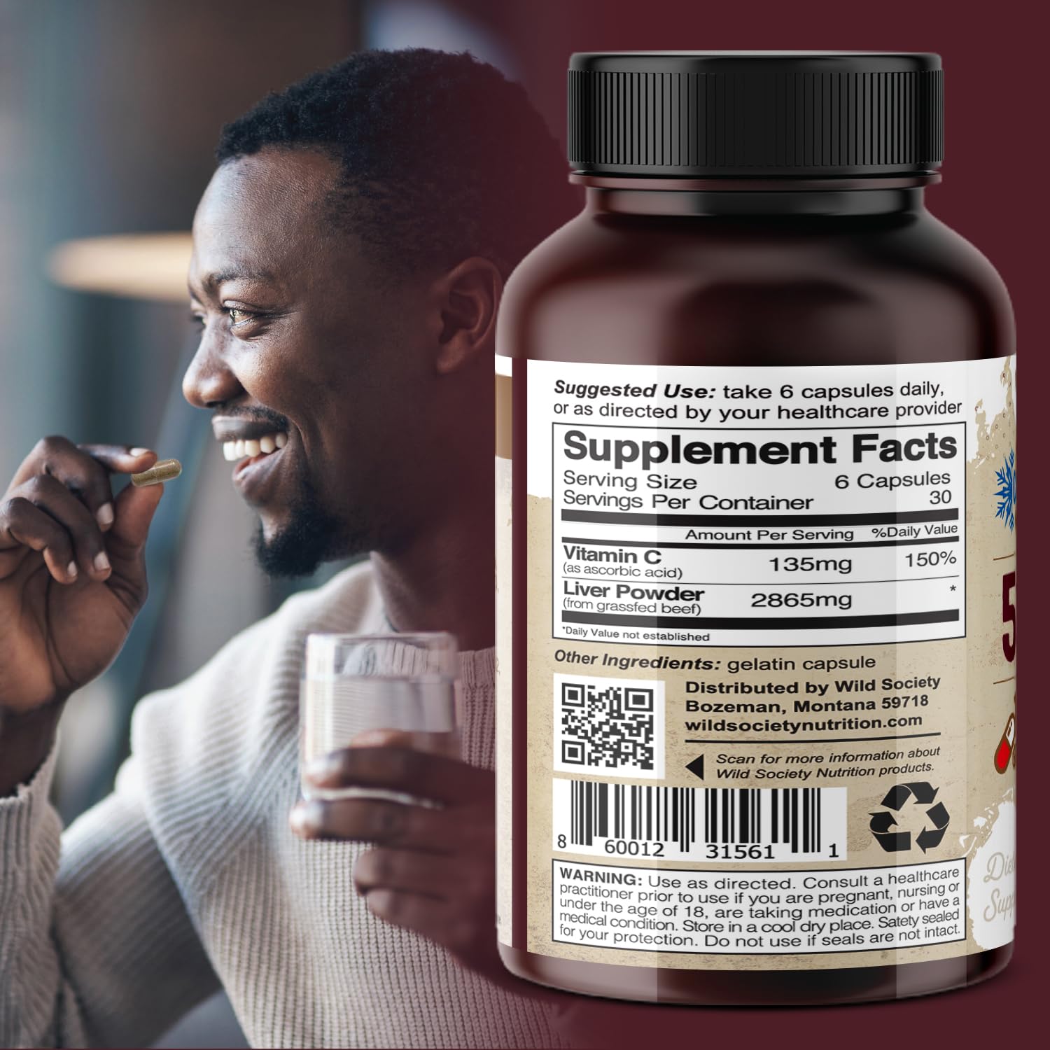 Wild Society foie-boeuf-capsules – soutien quotidien pour énergie et vitalité.