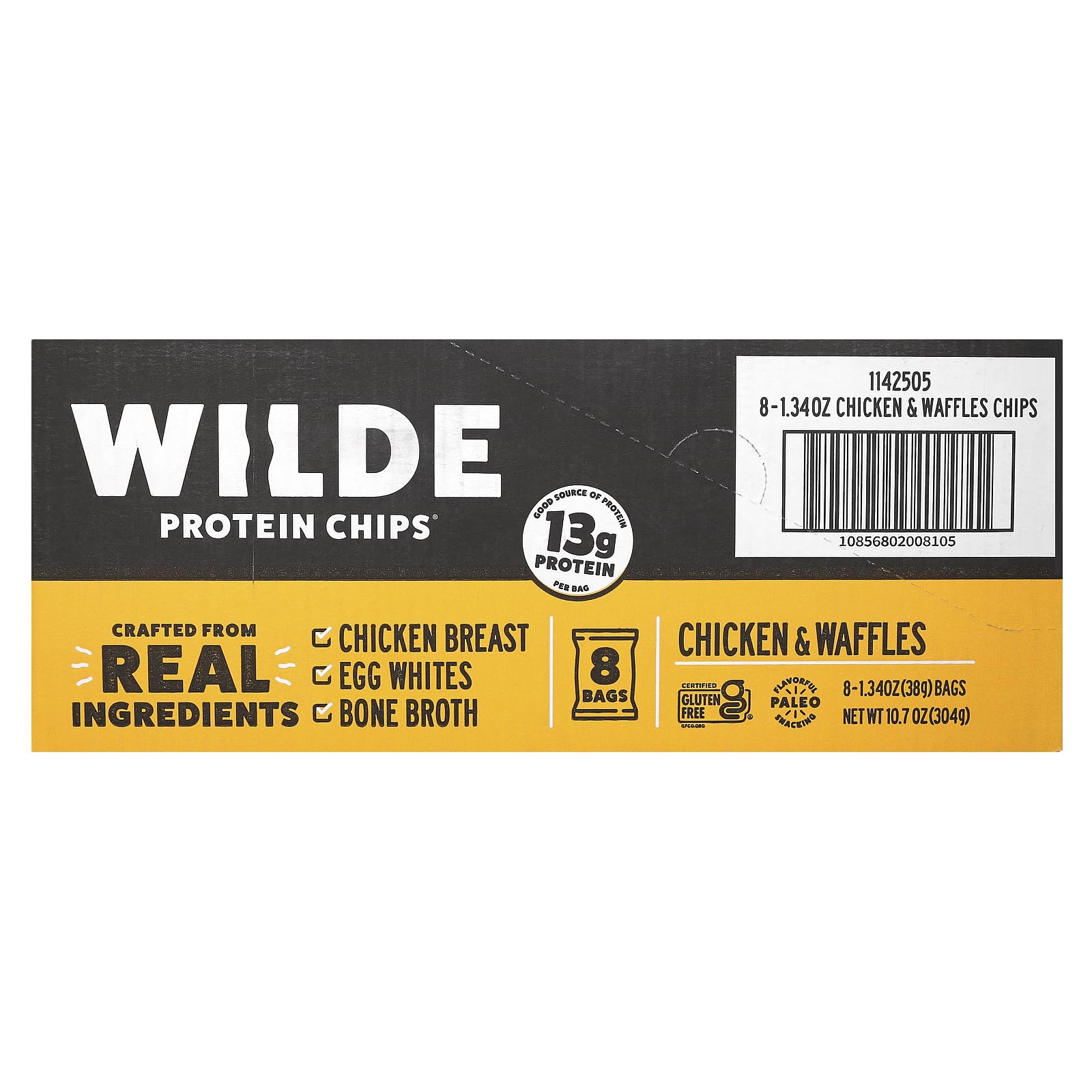 Sachet Wilde Brands 8 paquets Poulet et Gaufre, pratique à emporter