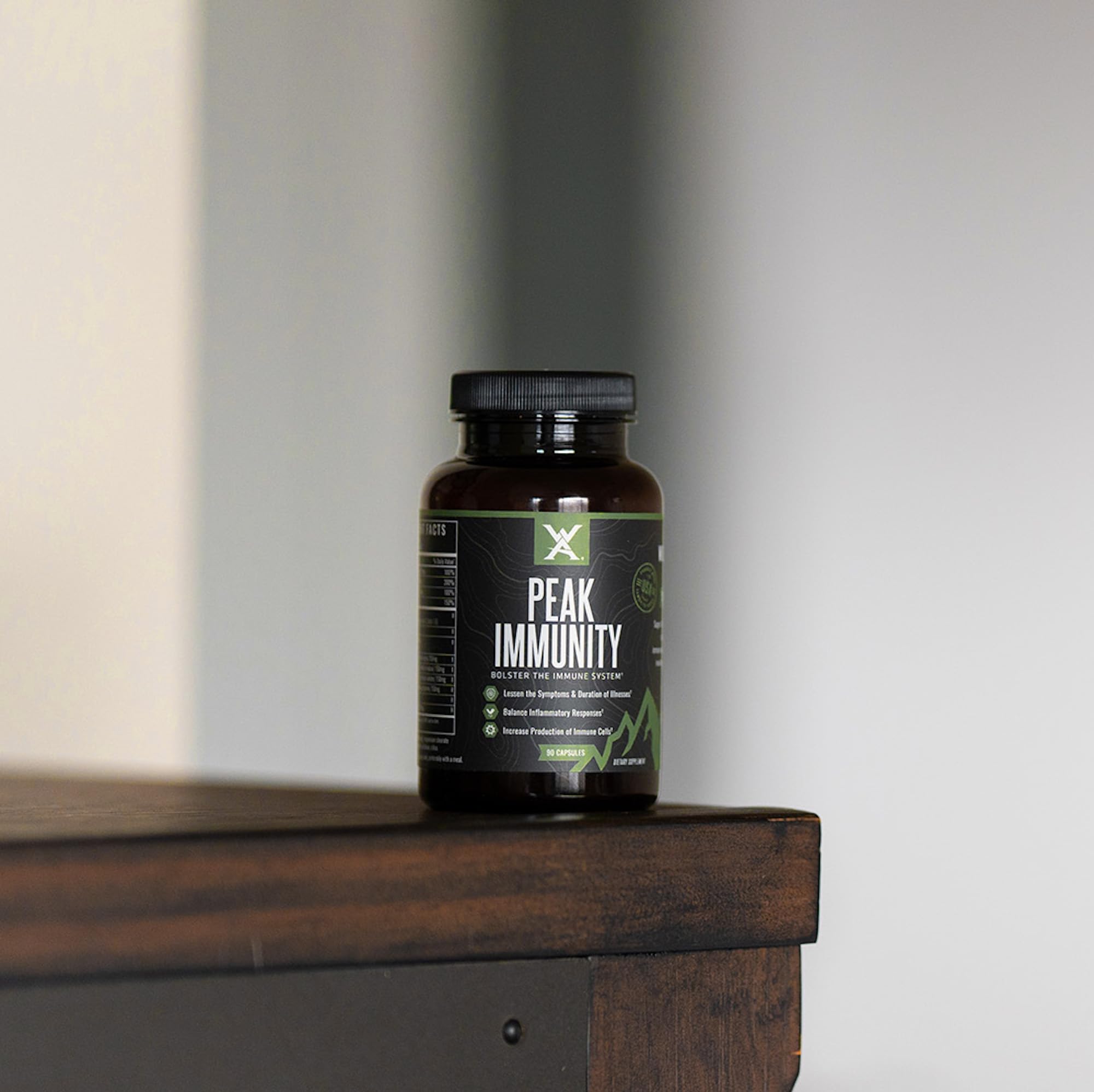 Ingrédients Peak Immunity – NAC, zinc et vitamine C pour le soutien.