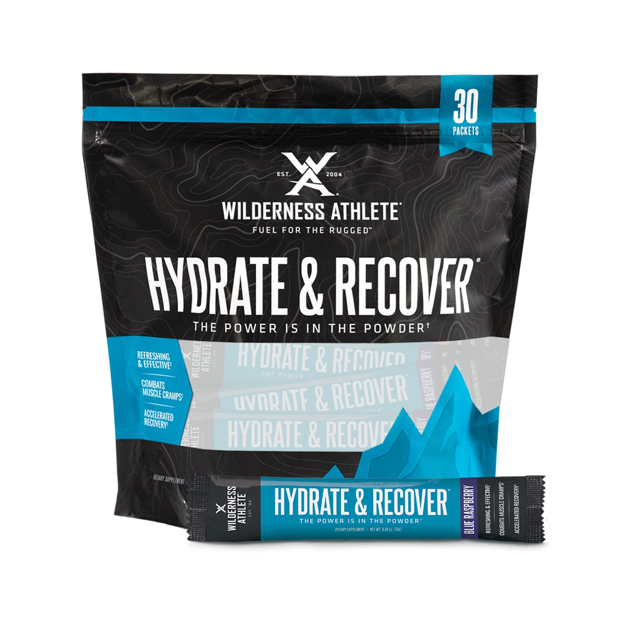 Wilderness Athlete sachets hydratation framboise bleue pour une hydratation pendant l'effort