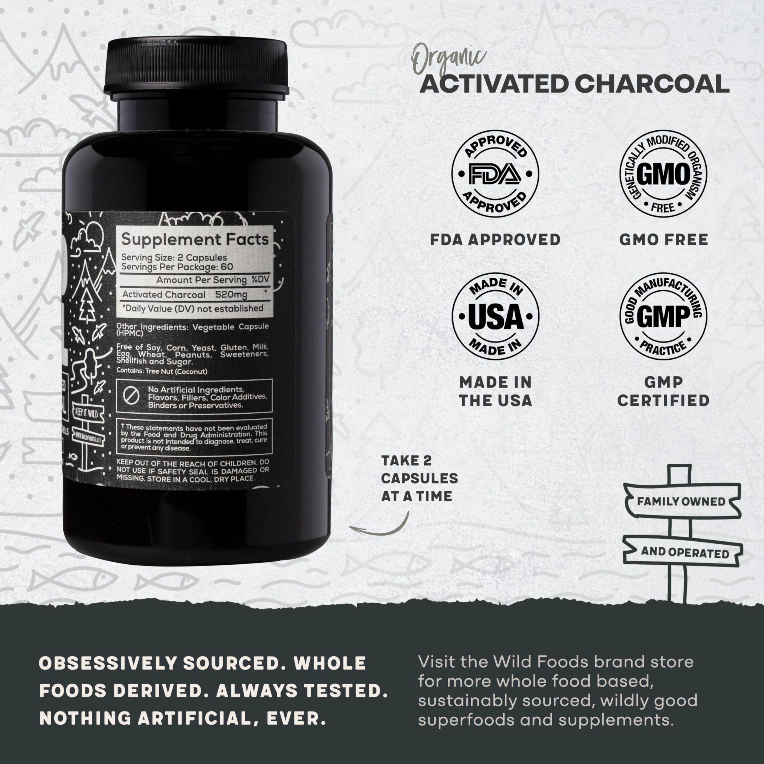 Wild Foods Charbon actif utilisation quotidienne — faciles à intégrer à votre routine.